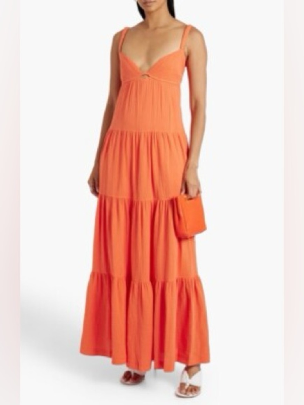 Jonathan Simkhai Orange Tiered Maxi Dress